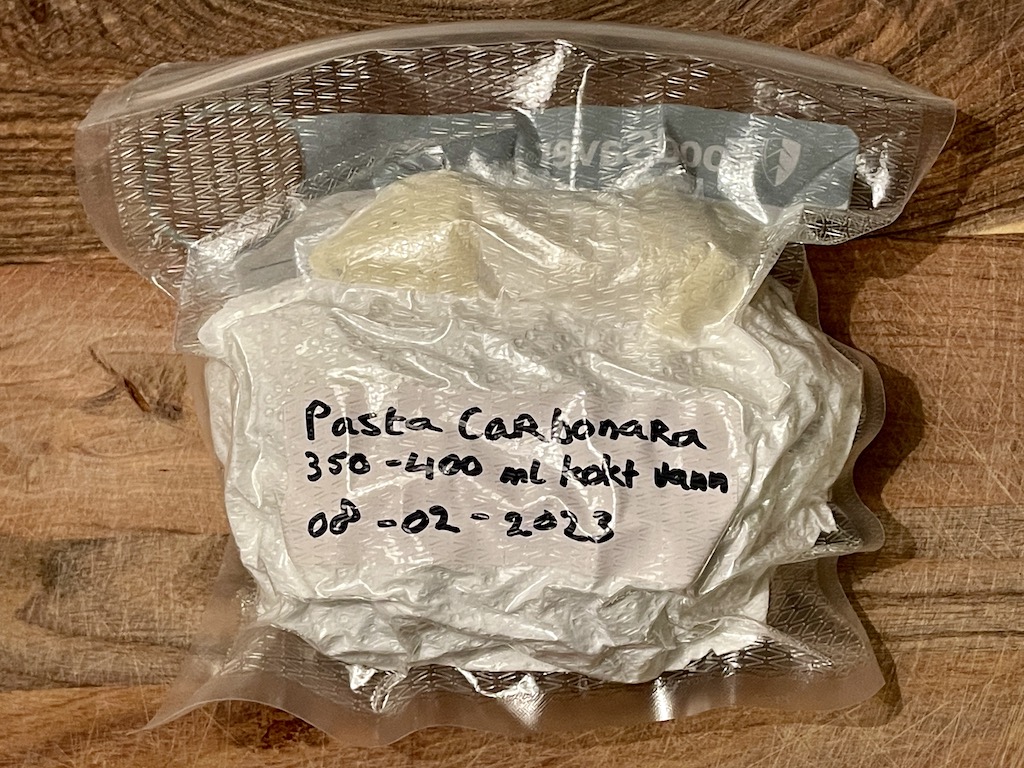 vacuum sealed dehydrated pasta carbonara